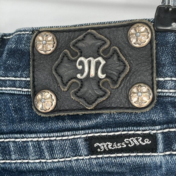 Miss Me Angel Wing Jean Shorts Low Rise Rhinestone Pocket Y2K Western Glam - Picture 4 of 10